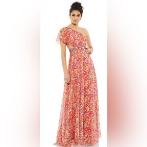NWT MAC DUGGAL Floral One-Shoulder Maxi Dress